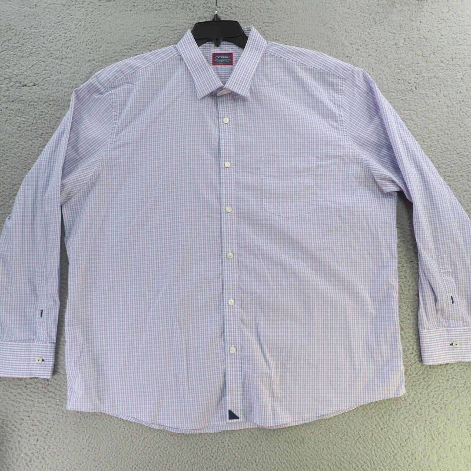 Untuckit Shirt Mens 3xl Pink Blue Check Long Sleeve Nylon Performance Slim